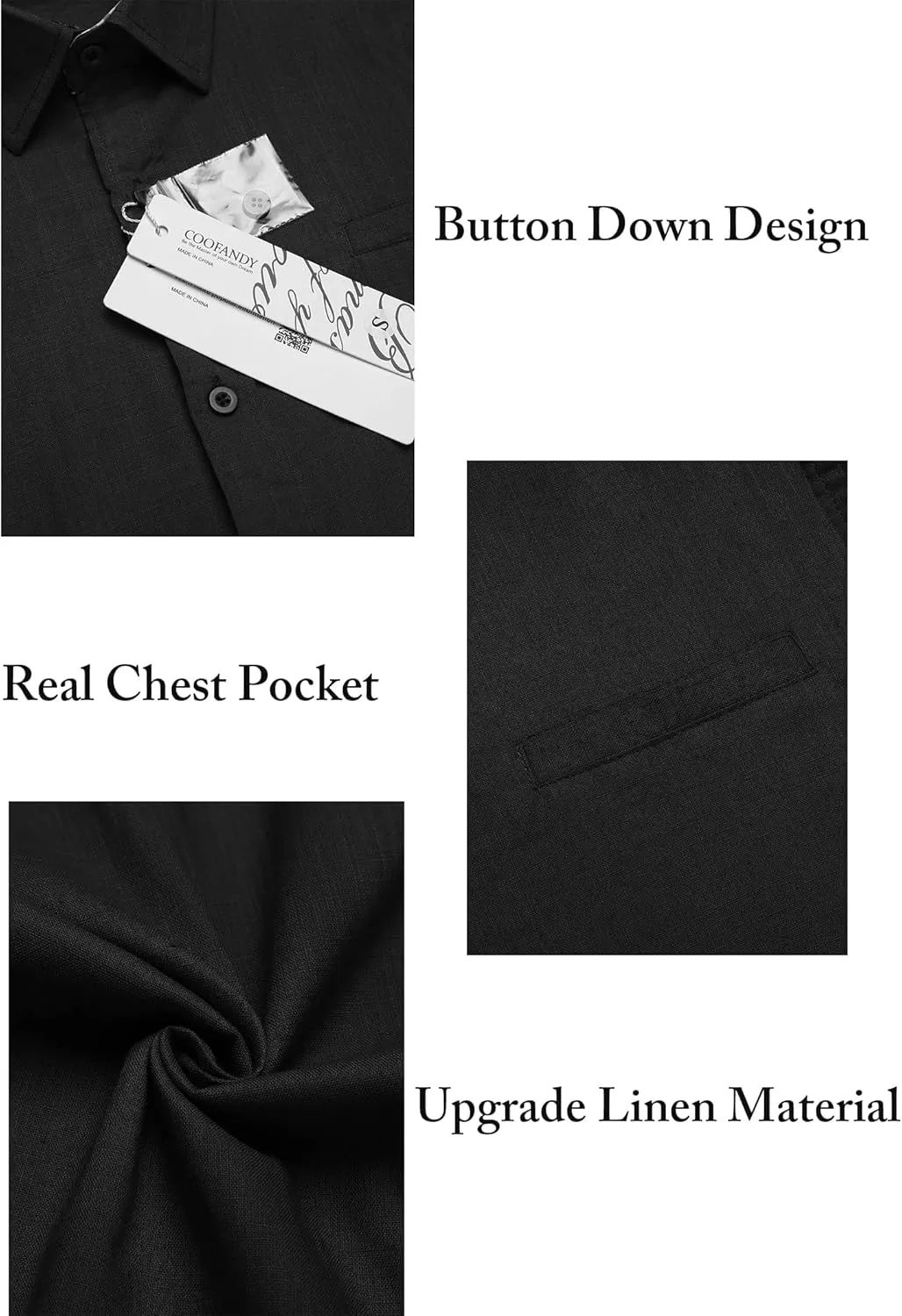 COOFANDY Men's Casual Linen Shirts Short Sleeve Button Down Shirt Summer Beach Tops