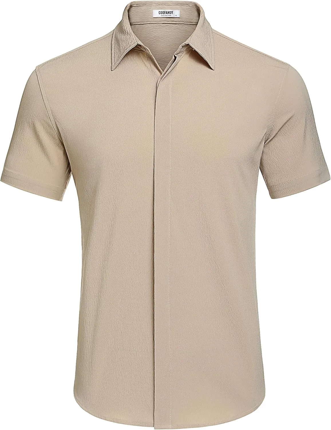 COOFANDY Men's Casual Short Sleeve Button Down Summer Beach Shirt Lightweight Textured Wrinkle Free Stretch Shirts