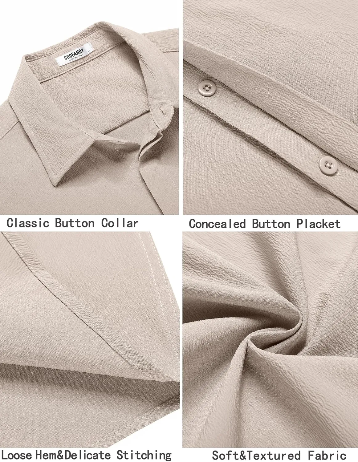 COOFANDY Men's Casual Short Sleeve Button Down Summer Beach Shirt Lightweight Textured Wrinkle Free Stretch Shirts