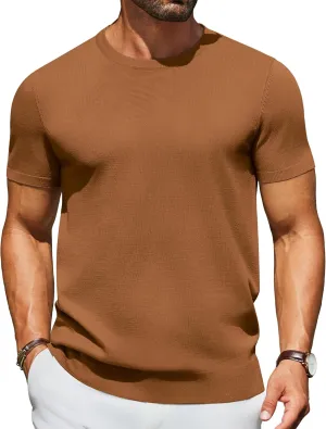 COOFANDY Men's Crewneck Sweater Short Sleeve Knit Pullover Casual Basic Tops Classic Fashion Tees