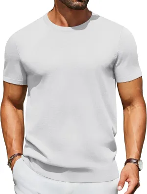COOFANDY Men's Crewneck Sweater Short Sleeve Knit Pullover Casual Basic Tops Classic Fashion Tees