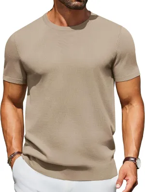 COOFANDY Men's Crewneck Sweater Short Sleeve Knit Pullover Casual Basic Tops Classic Fashion Tees