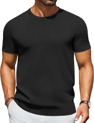 COOFANDY Men's Crewneck Sweater Short Sleeve Knit Pullover Casual Basic Tops Classic Fashion Tees