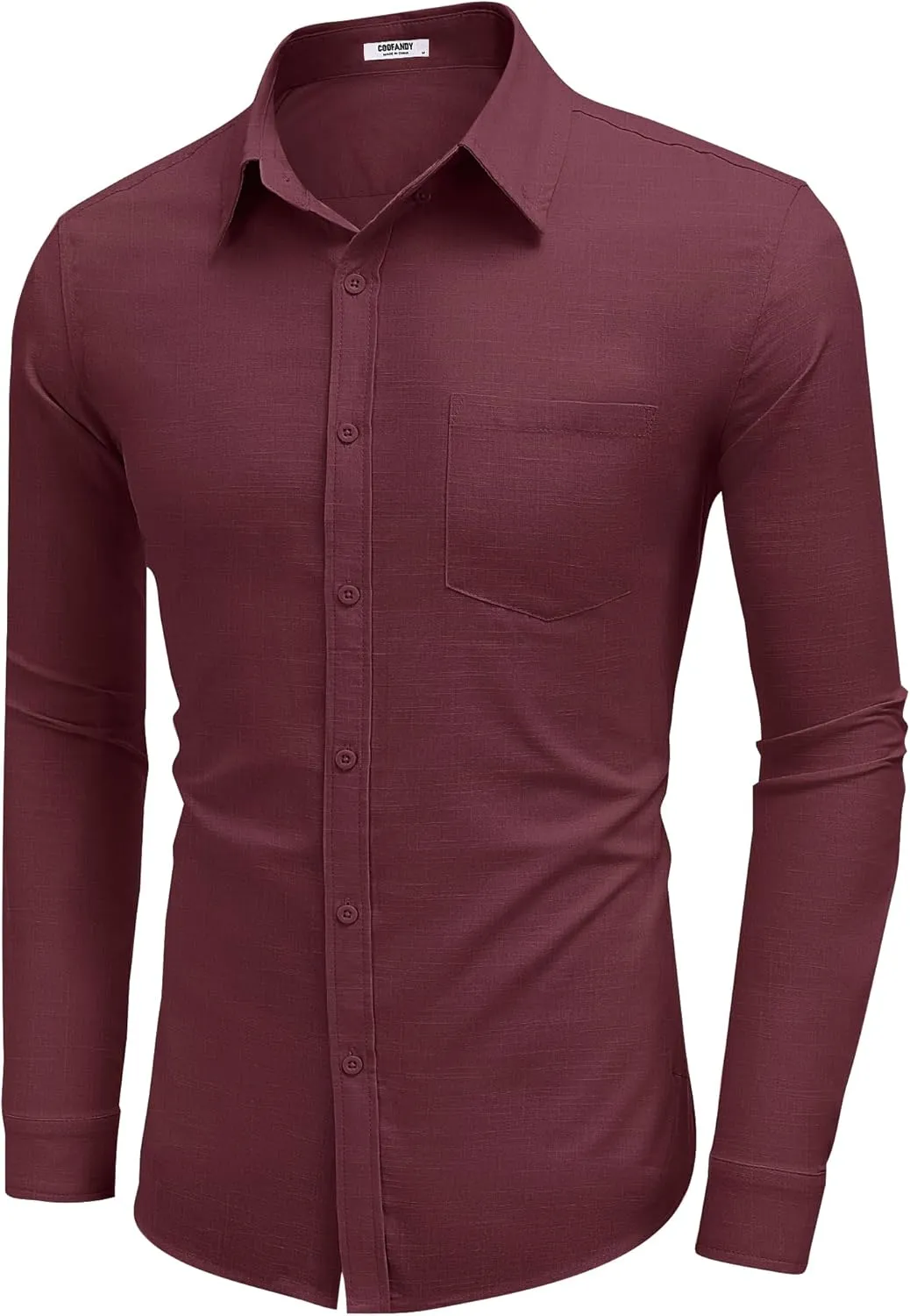 COOFANDY Men's Long Sleeve Button Down Shirts Casual Cotton Linen Shirts Summer Beach Shirt with Pocket