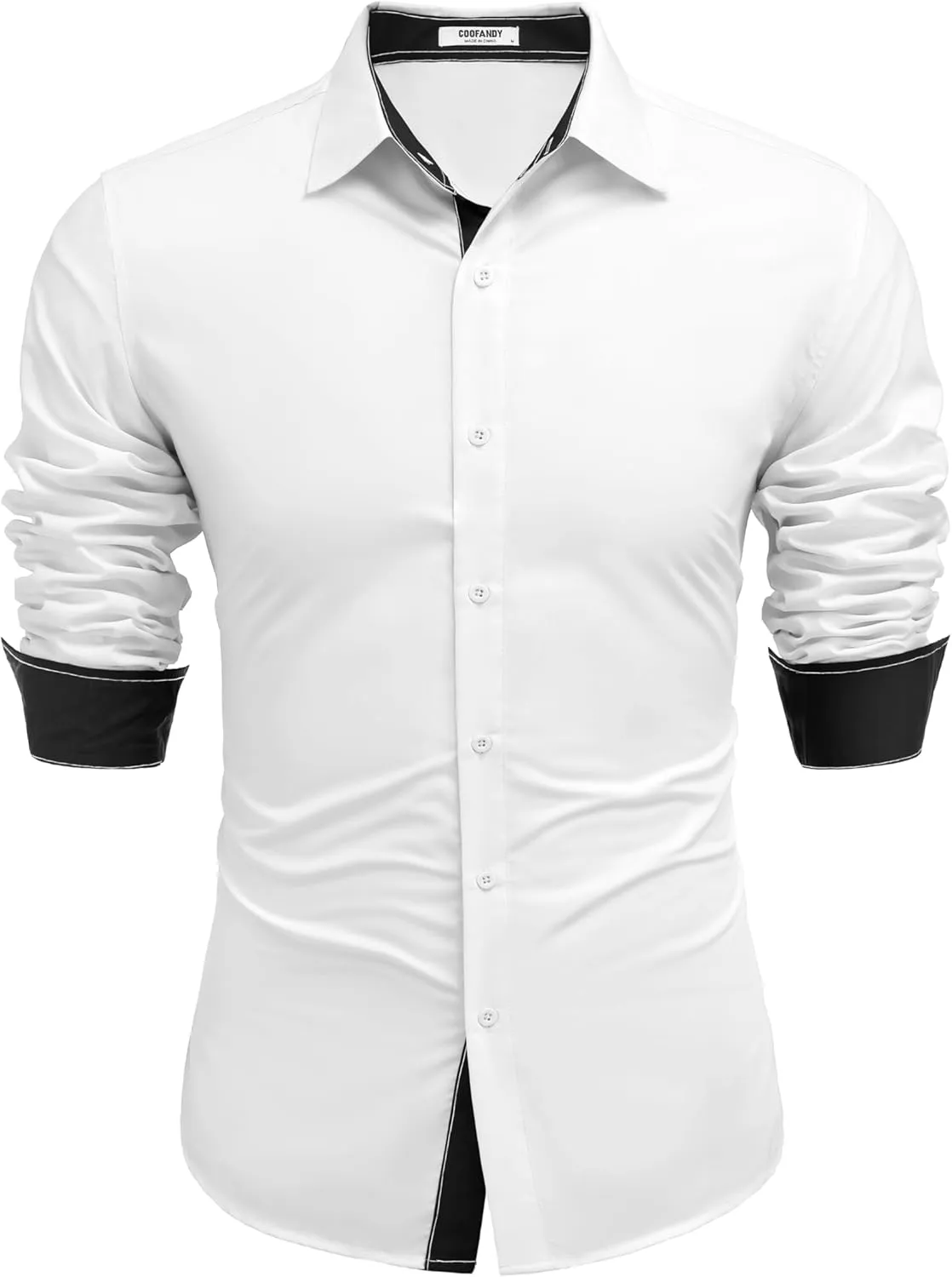 COOFANDY Men's Long Sleeve Wrinkle Free Dress Shirts Inner Contrast Business Casual Button Down Shirt