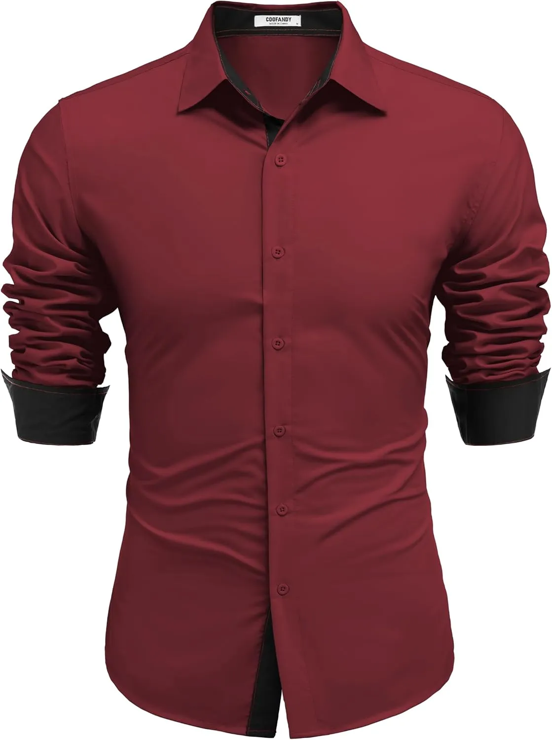 COOFANDY Men's Long Sleeve Wrinkle Free Dress Shirts Inner Contrast Business Casual Button Down Shirt