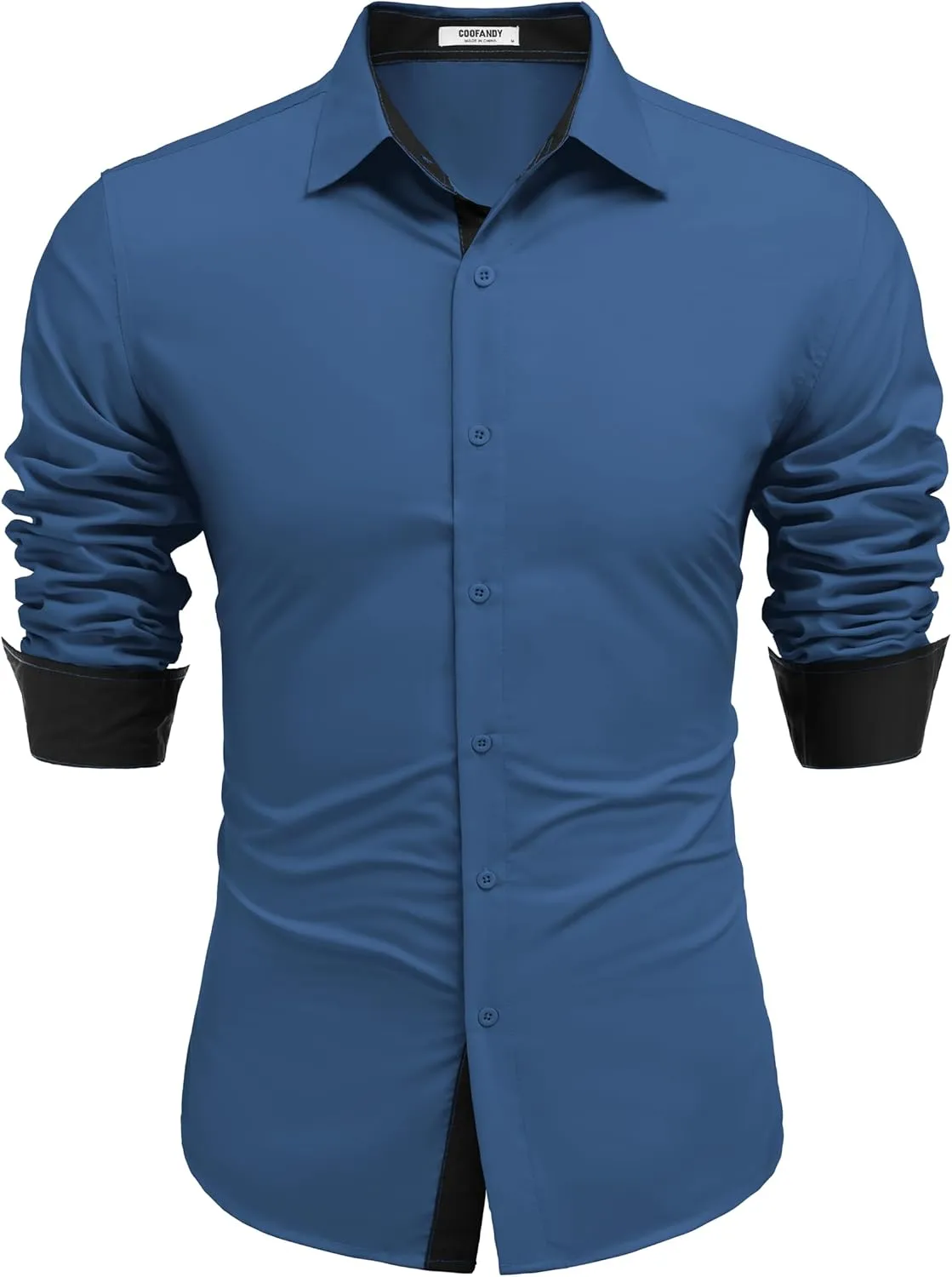 COOFANDY Men's Long Sleeve Wrinkle Free Dress Shirts Inner Contrast Business Casual Button Down Shirt