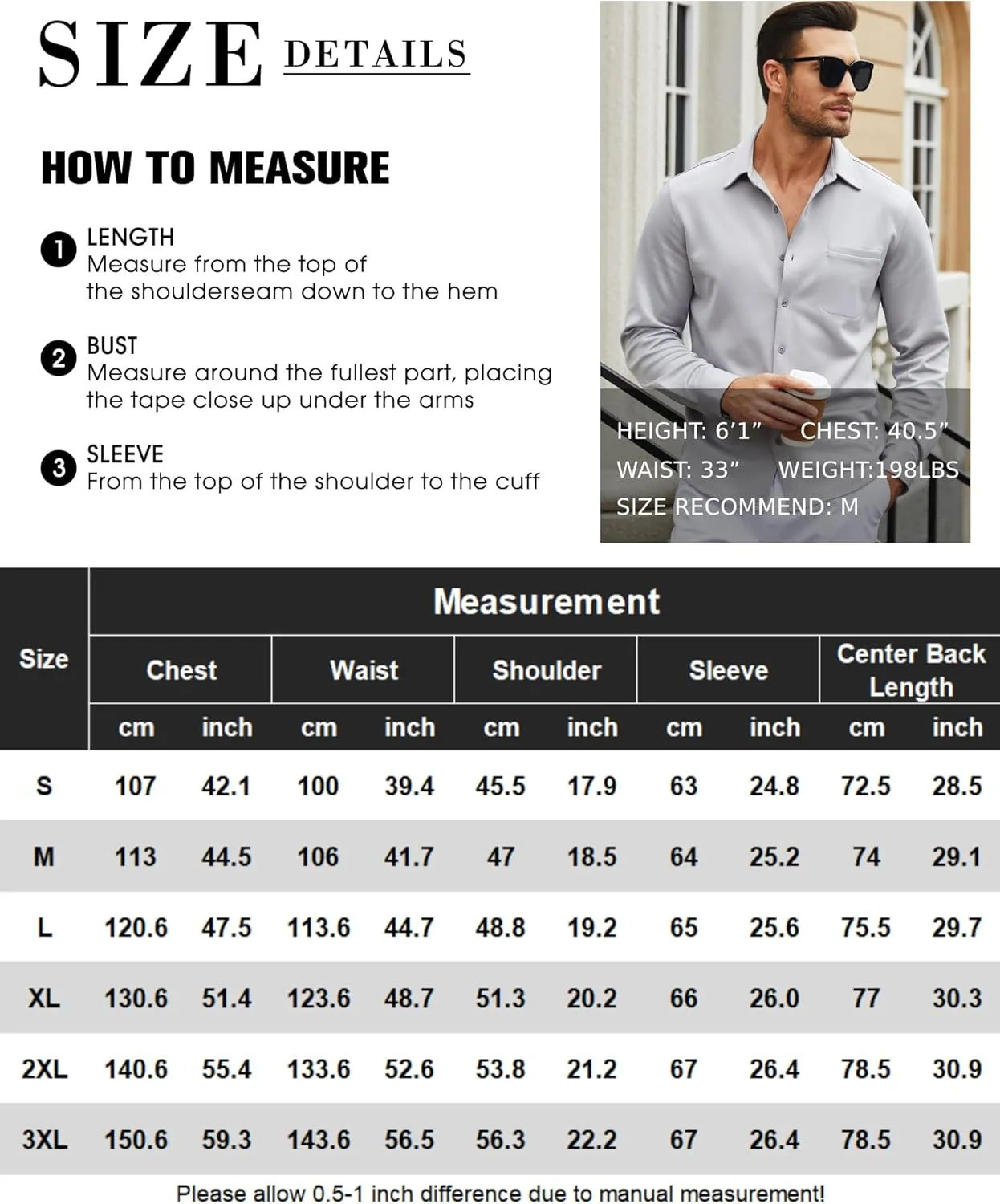 COOFANDY Men's Long Sleeve Wrinkle Free Shirt Casual Button Down Shirts Stretch Dress Shirt with Pocket