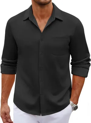 COOFANDY Men's Long Sleeve Wrinkle Free Shirt Casual Button Down Shirts Stretch Dress Shirt with Pocket