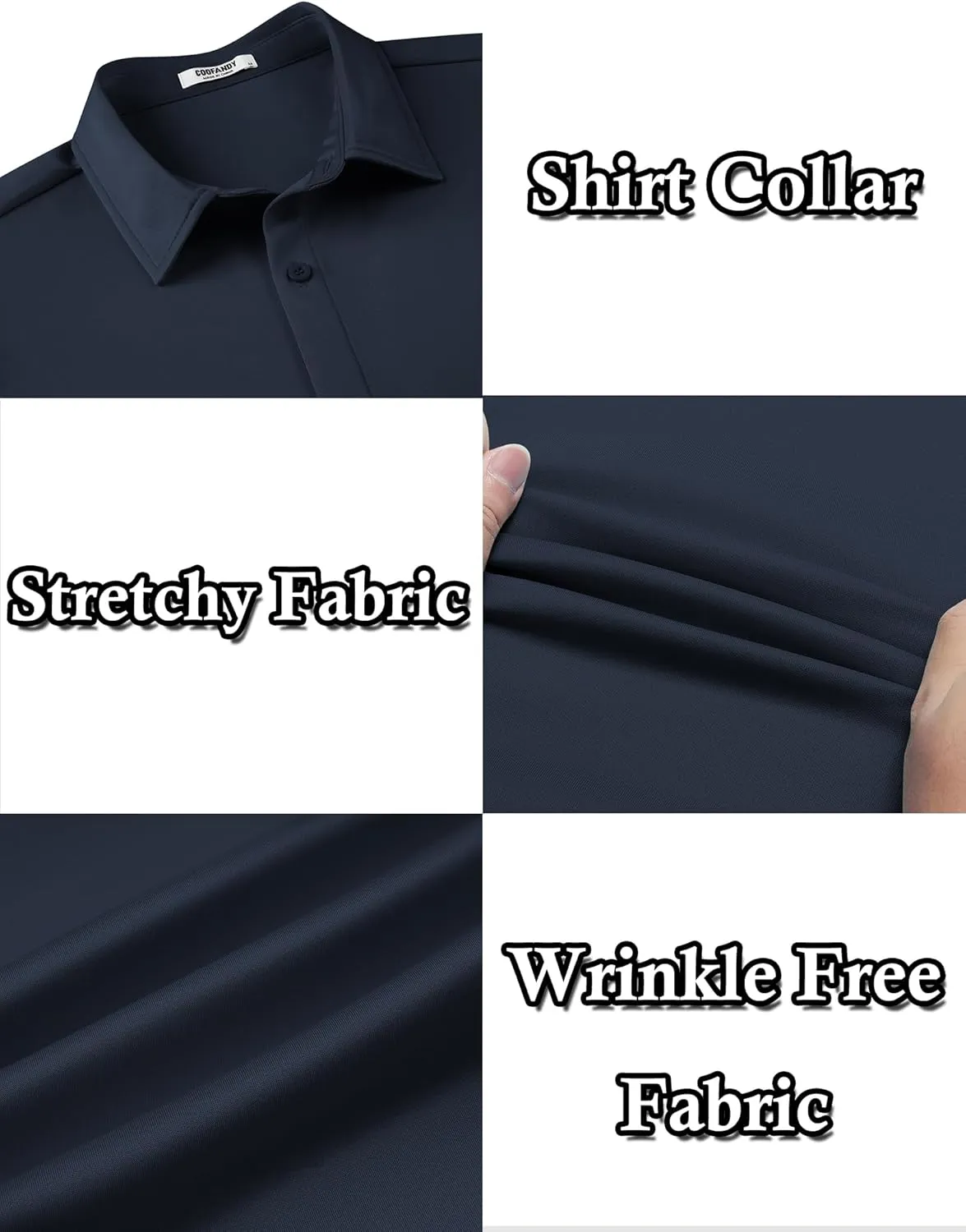 COOFANDY Men's Long Sleeve Wrinkle Free Shirts Button Down Casual Stretch Dress Shirt
