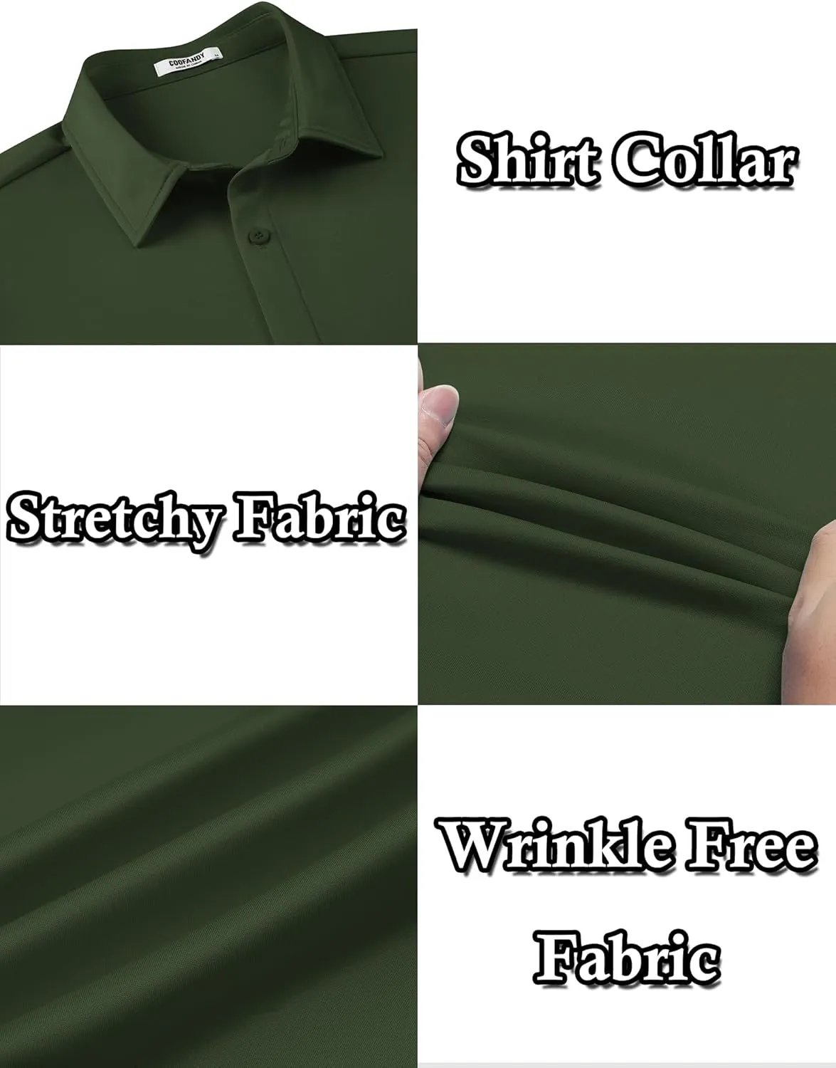 COOFANDY Men's Long Sleeve Wrinkle Free Shirts Button Down Casual Stretch Dress Shirt