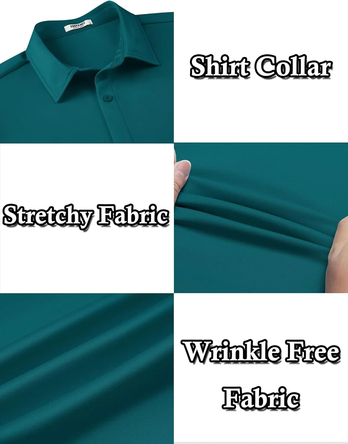 COOFANDY Men's Long Sleeve Wrinkle Free Shirts Button Down Casual Stretch Dress Shirt