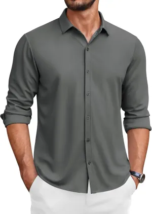 COOFANDY Men's Long Sleeve Wrinkle Free Shirts Button Down Casual Stretch Dress Shirt
