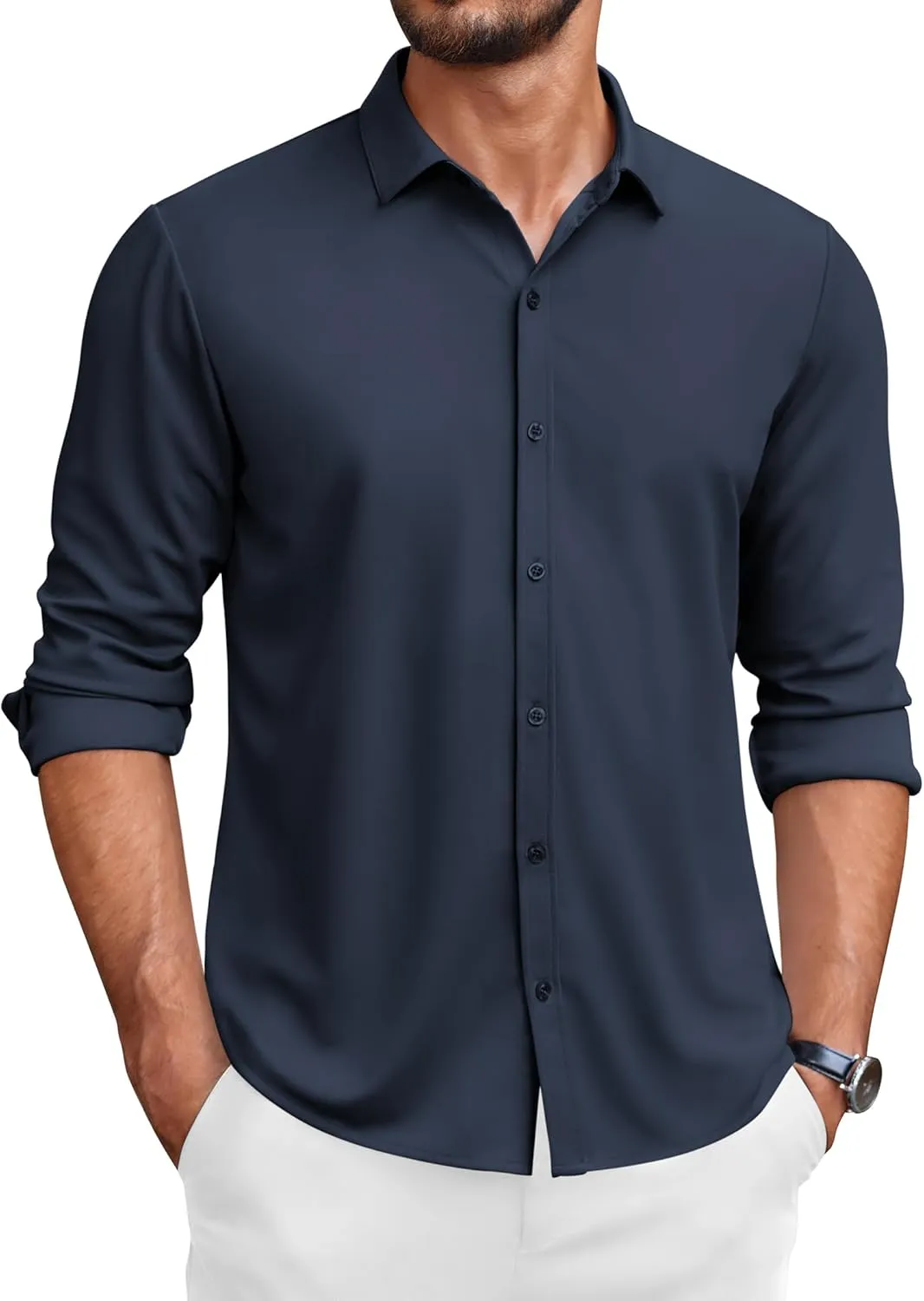 COOFANDY Men's Long Sleeve Wrinkle Free Shirts Button Down Casual Stretch Dress Shirt