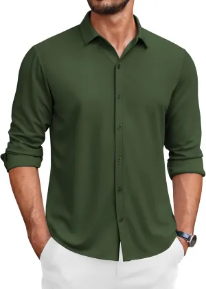 COOFANDY Men's Long Sleeve Wrinkle Free Shirts Button Down Casual Stretch Dress Shirt
