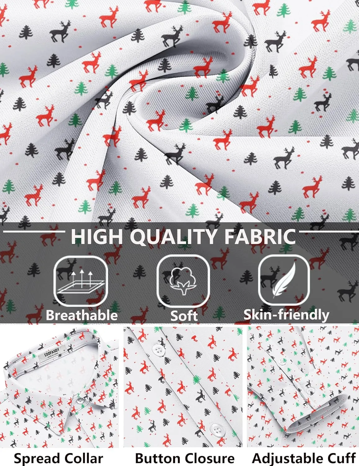 COOFANDY Mens Long Sleeve Wrinkle Free Shirts Casual Button Down Shirt Stretch Dress Shirt