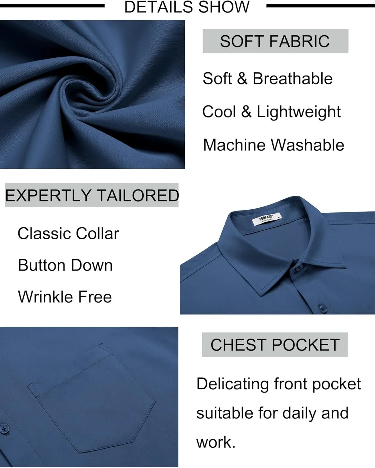 COOFANDY Mens Short Sleeve Button Down Shirt Wrinkle Free Dress Shirts Casual Summer Untucked Shirt