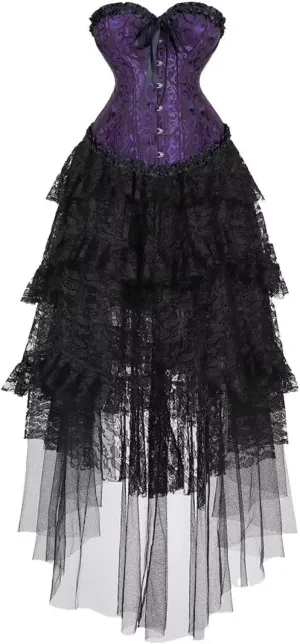 Corset Dress Top Bustier for Women Lace up Brocade Classic Floral Plus Size