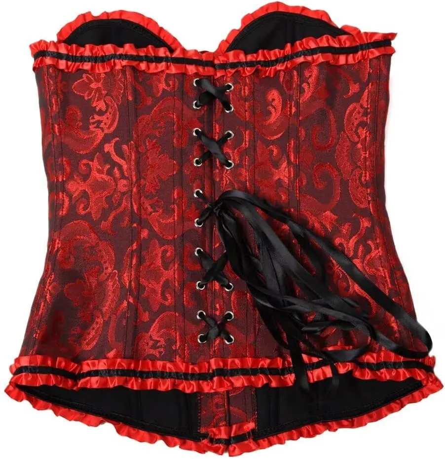 Corset Dress Top Bustier for Women Lace up Brocade Classic Floral Plus Size