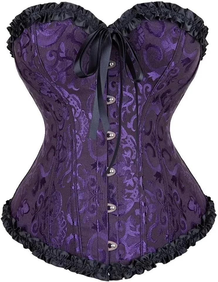 Corset Dress Top Bustier for Women Lace up Brocade Classic Floral Plus Size