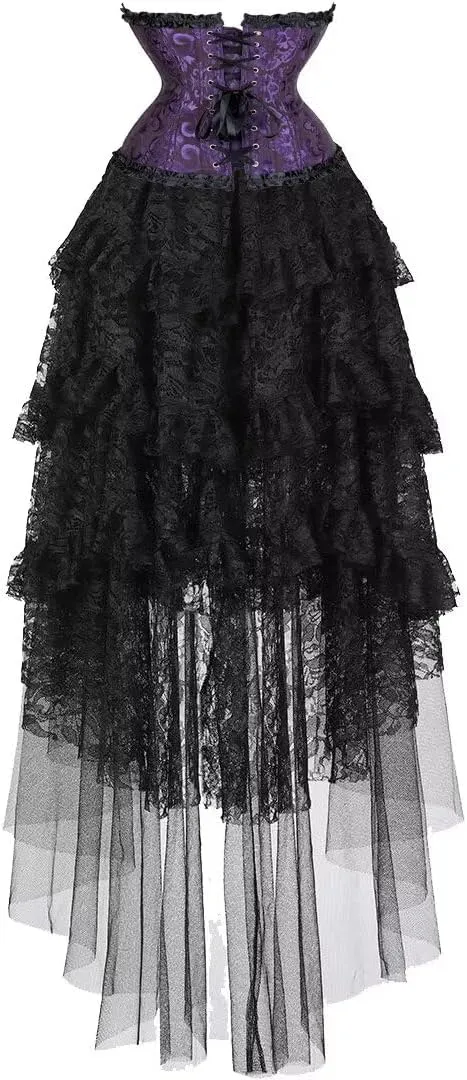 Corset Dress Top Bustier for Women Lace up Brocade Classic Floral Plus Size