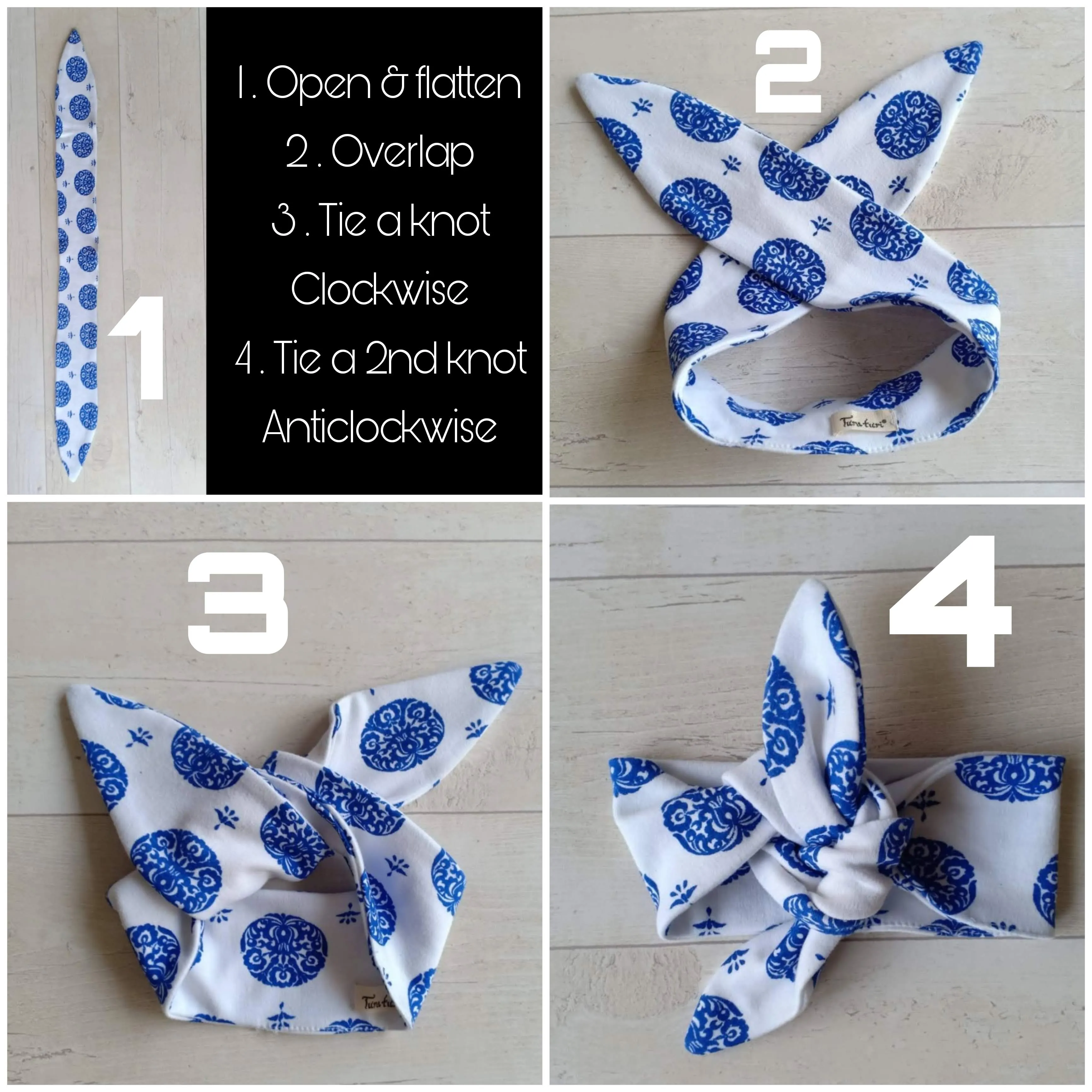 Cotton Adjustable Hairband - Alpona (Dark Blue)
