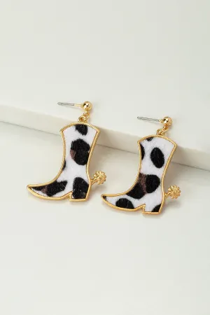 Cow Cowboy Boot Earrings