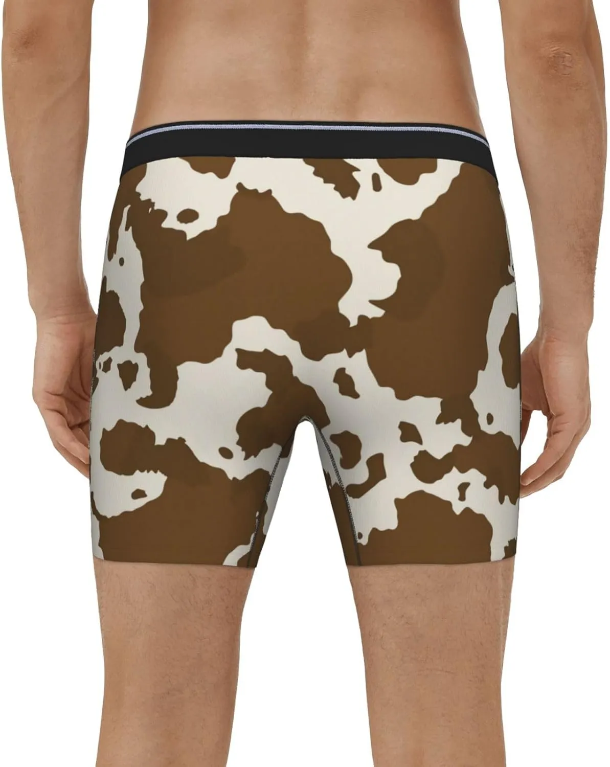 Cow Leather Brown Print Mens Boxer Briefs Underwear Boxer Shorts Quick Dry