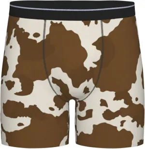 Cow Leather Brown Print Mens Boxer Briefs Underwear Boxer Shorts Quick Dry