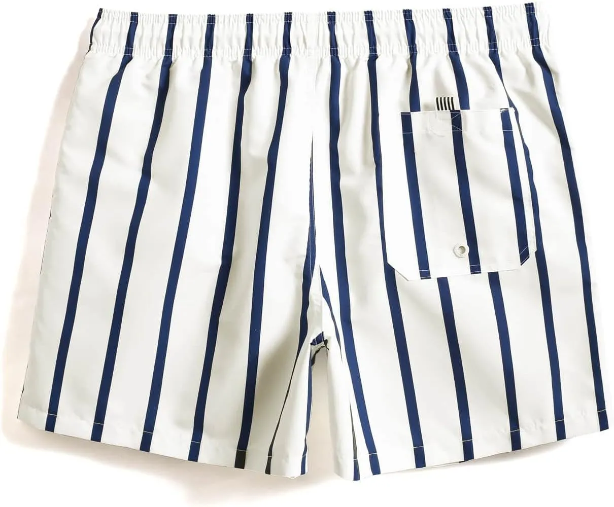 COZYEASE Men's Swim Trunks Quick Dry Elastic Drawstring Print Beach Shorts