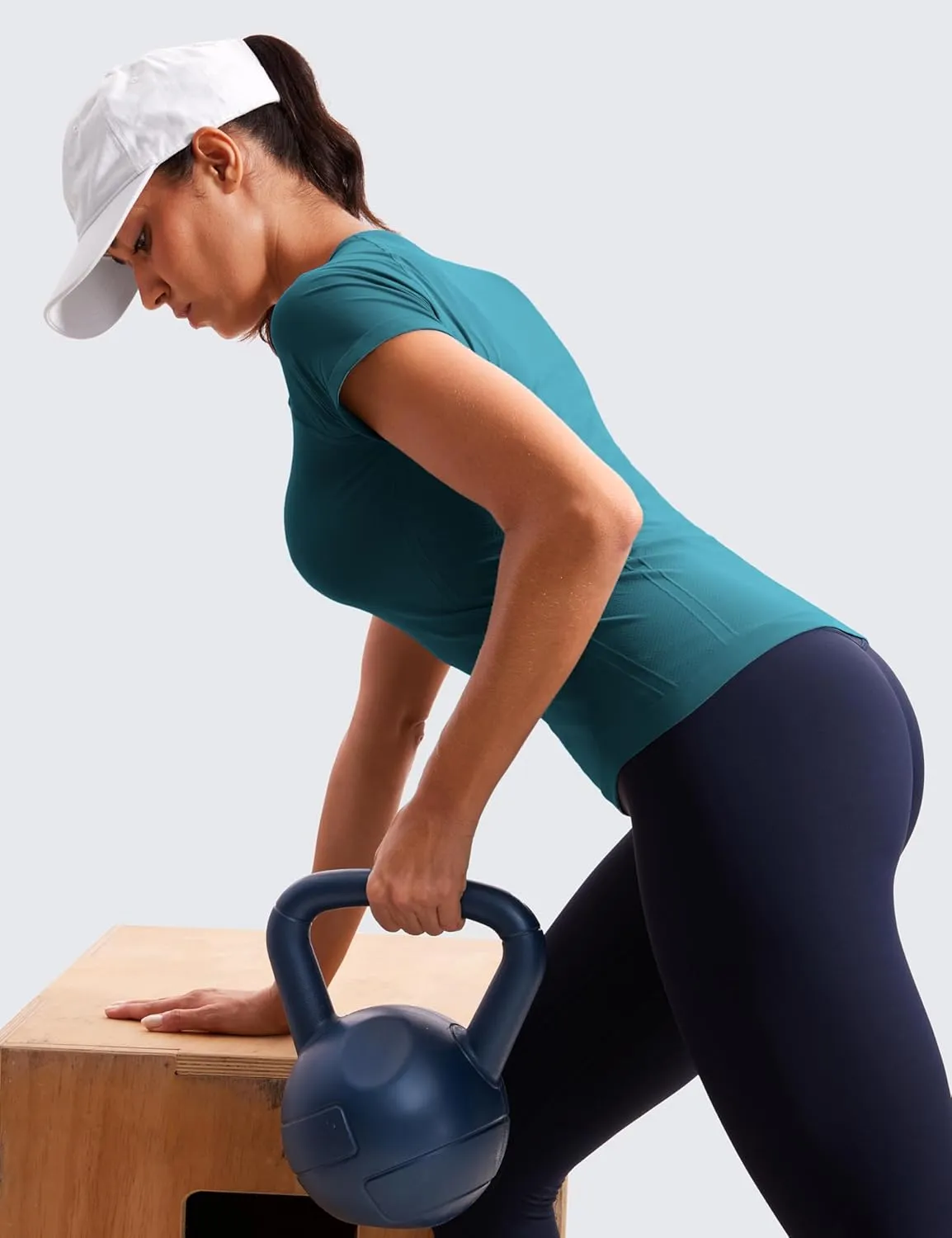 CRZ YOGA Seamless Workout Tops for Women Short Sleeve Athletic Tees Breathable Gym Running Yoga Shirts