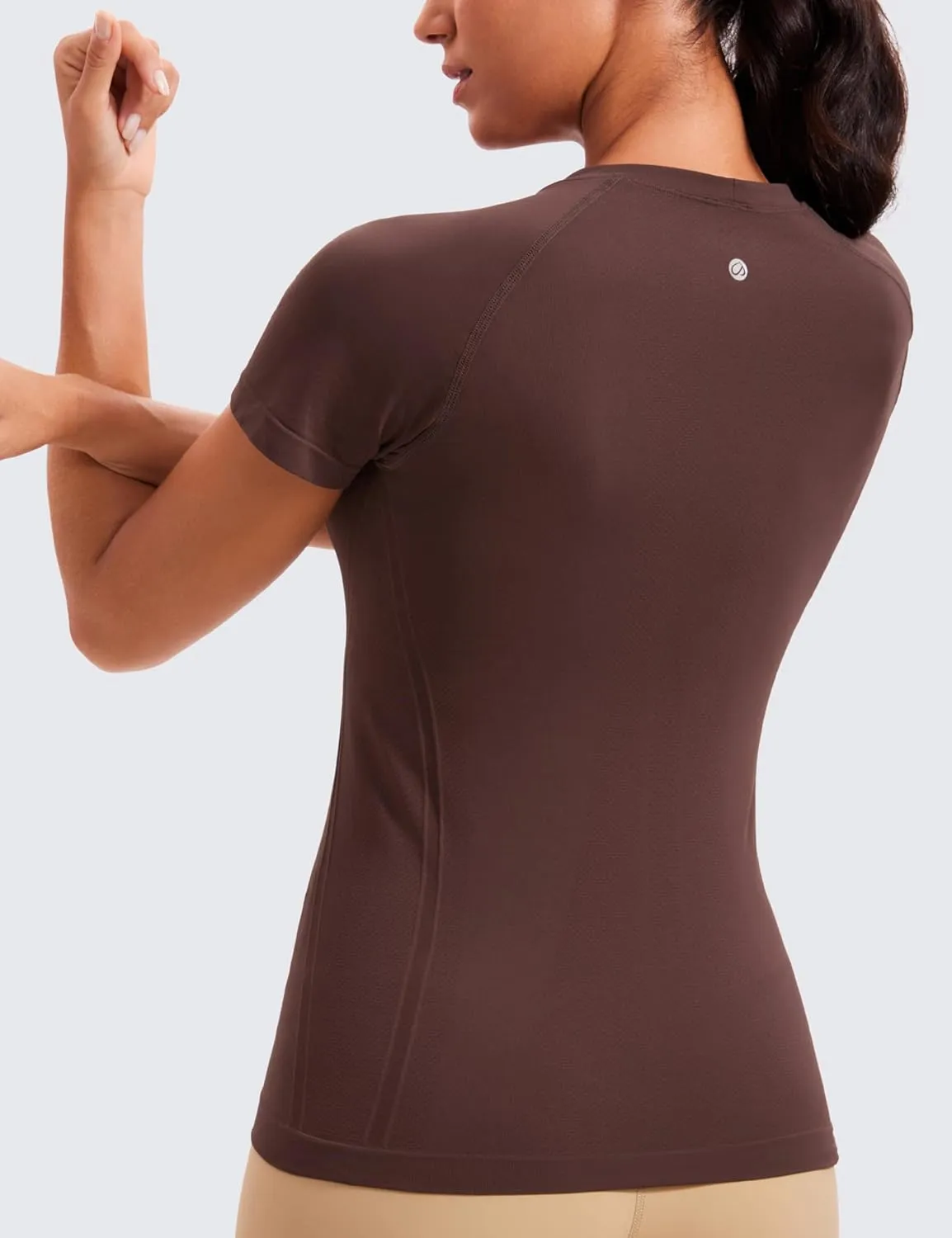 CRZ YOGA Seamless Workout Tops for Women Short Sleeve Athletic Tees Breathable Gym Running Yoga Shirts