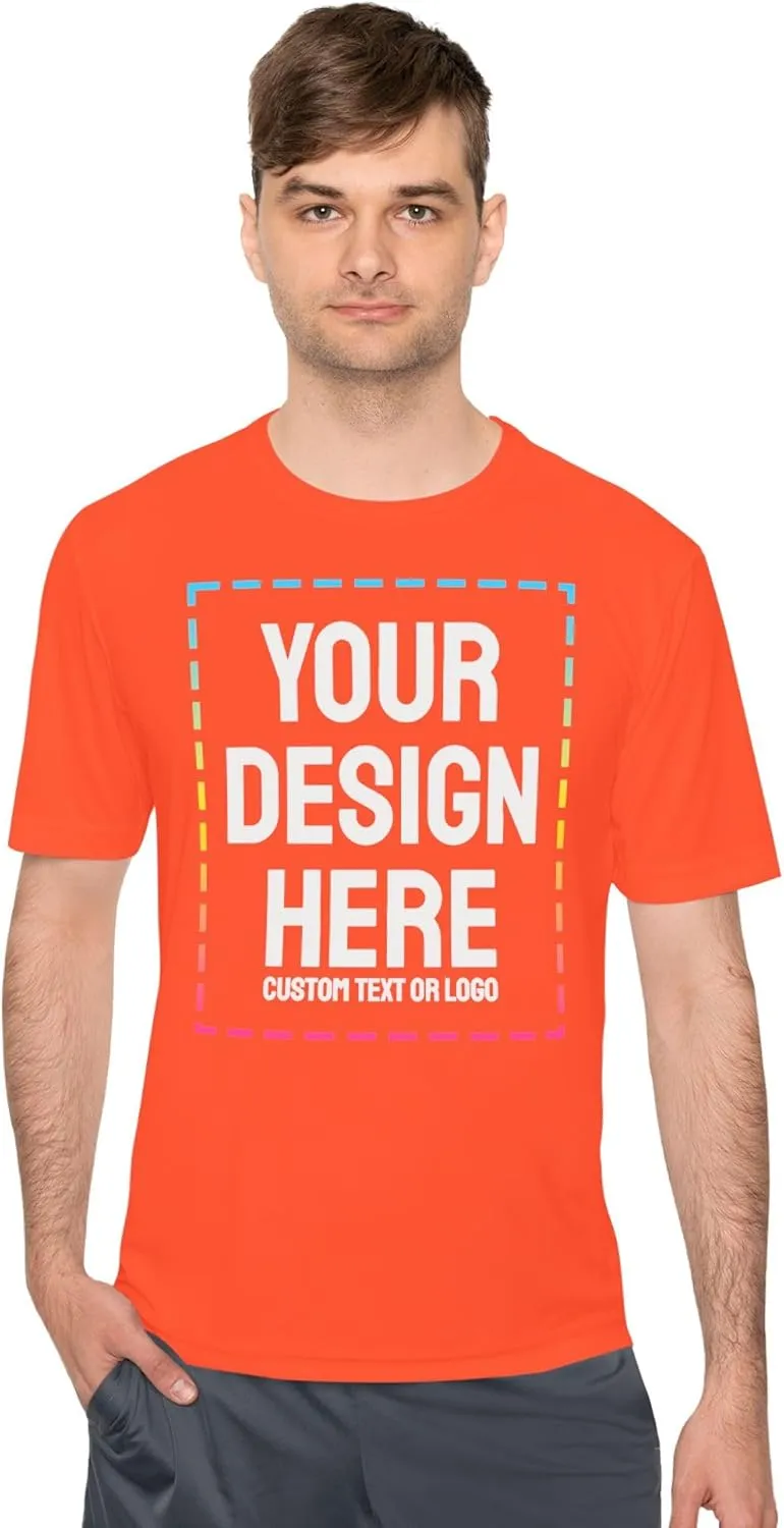 Custom Shirts - Dry Fit Moisture-Wicking Short Sleeve Performance T-Shirts for Gym, Work, or Sports
