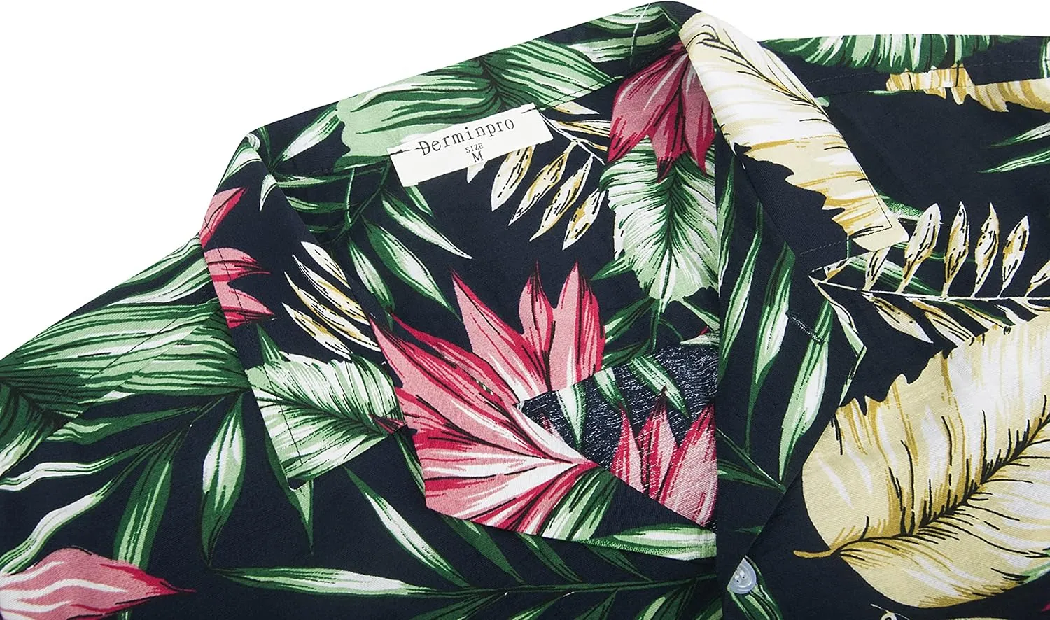 Derminpro Men's Hawaiian Shirt Short Sleeves Floral Printed Button Down Summer Beach Shirts