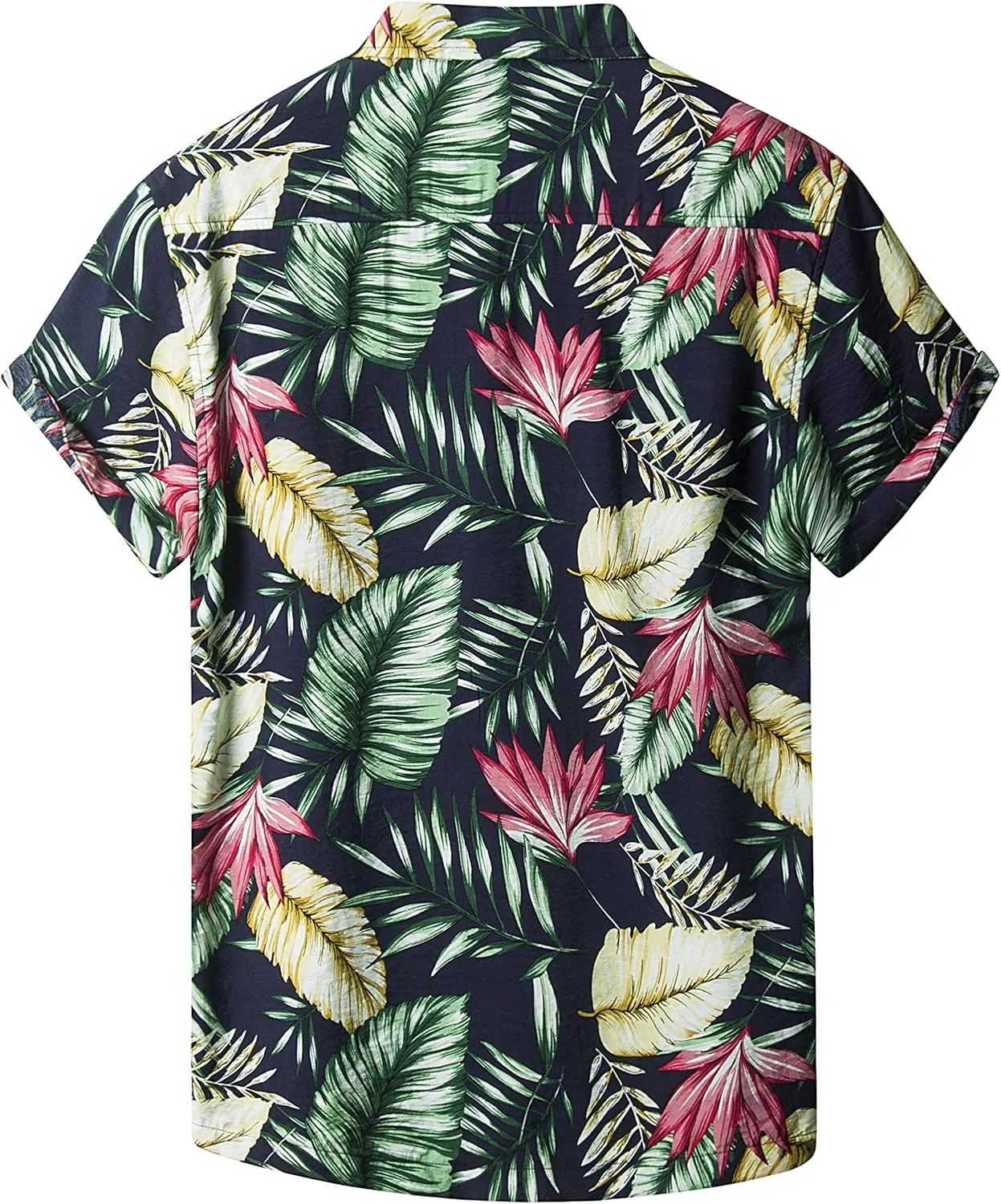 Derminpro Men's Hawaiian Shirt Short Sleeves Floral Printed Button Down Summer Beach Shirts