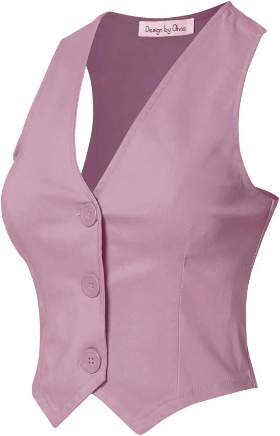 Design by Olivia Women's Dressy Casual Versatile Cropped Button Front Suit Vest Waistcoat