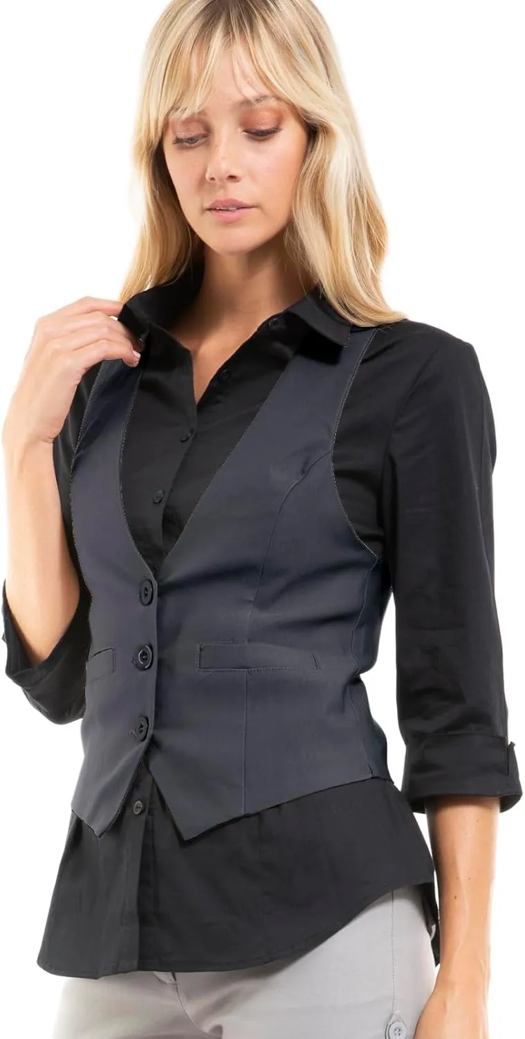 Design by Olivia Women's Dressy Casual Versatile Racerback Vest Three Button Tuxedo Suit Waistcoat