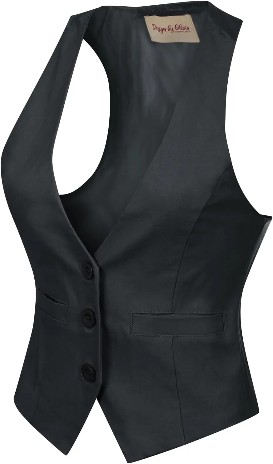 Design by Olivia Women's Dressy Casual Versatile Racerback Vest Three Button Tuxedo Suit Waistcoat