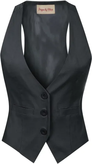 Design by Olivia Women's Dressy Casual Versatile Racerback Vest Three Button Tuxedo Suit Waistcoat