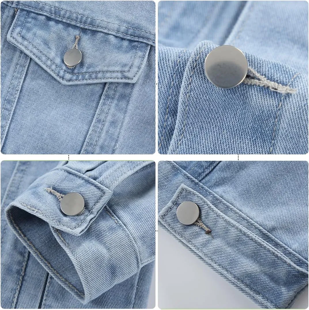DOSLAVIDA Men's Denim Jacket Classic Trucker Jean Coat Lightweight Casual Wash Distressed Outwear Tops