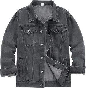 DOSLAVIDA Men's Denim Jacket Classic Trucker Jean Coat Lightweight Casual Wash Distressed Outwear Tops