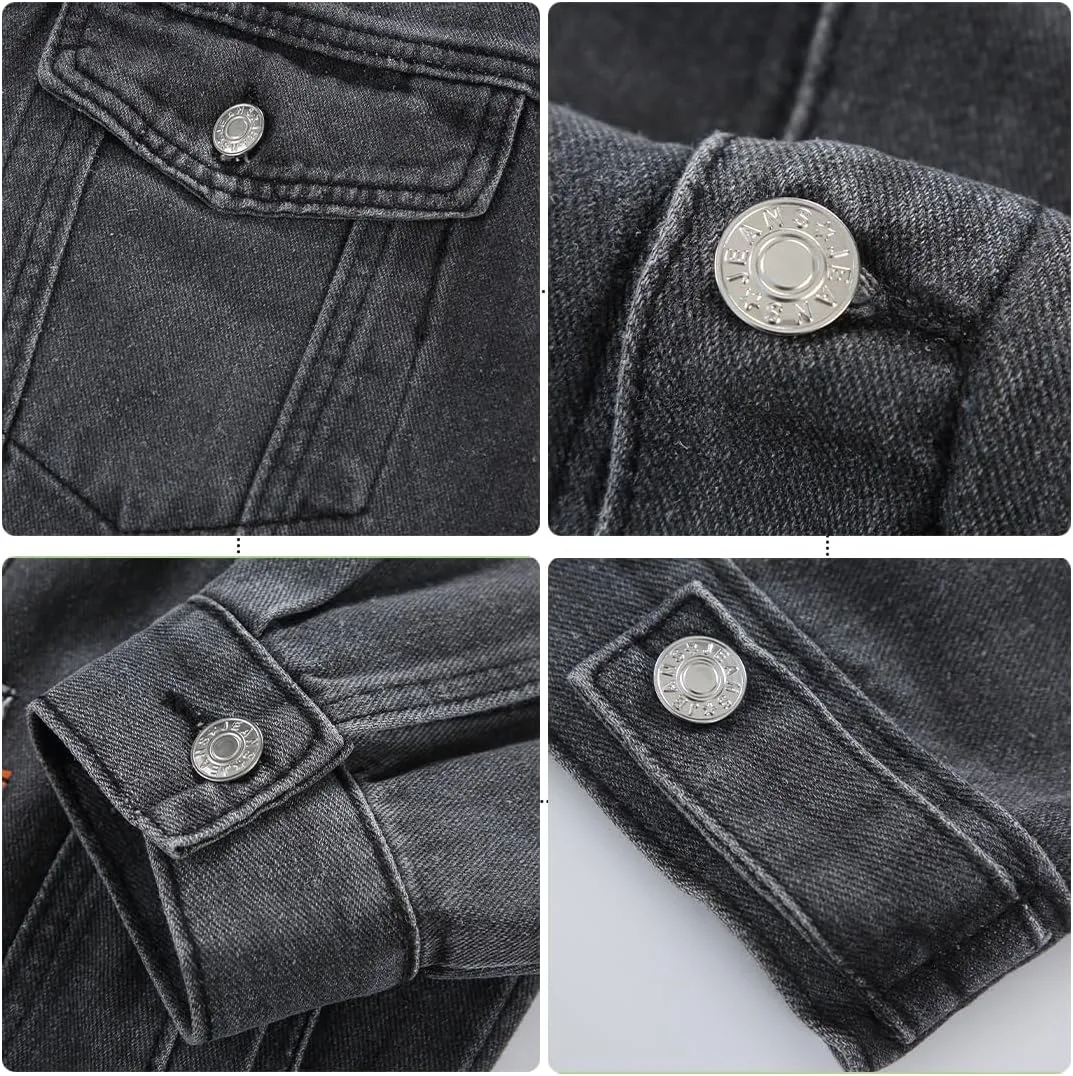 DOSLAVIDA Men's Denim Jacket Classic Trucker Jean Coat Lightweight Casual Wash Distressed Outwear Tops