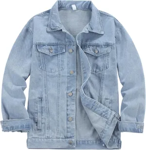 DOSLAVIDA Men's Denim Jacket Classic Trucker Jean Coat Lightweight Casual Wash Distressed Outwear Tops