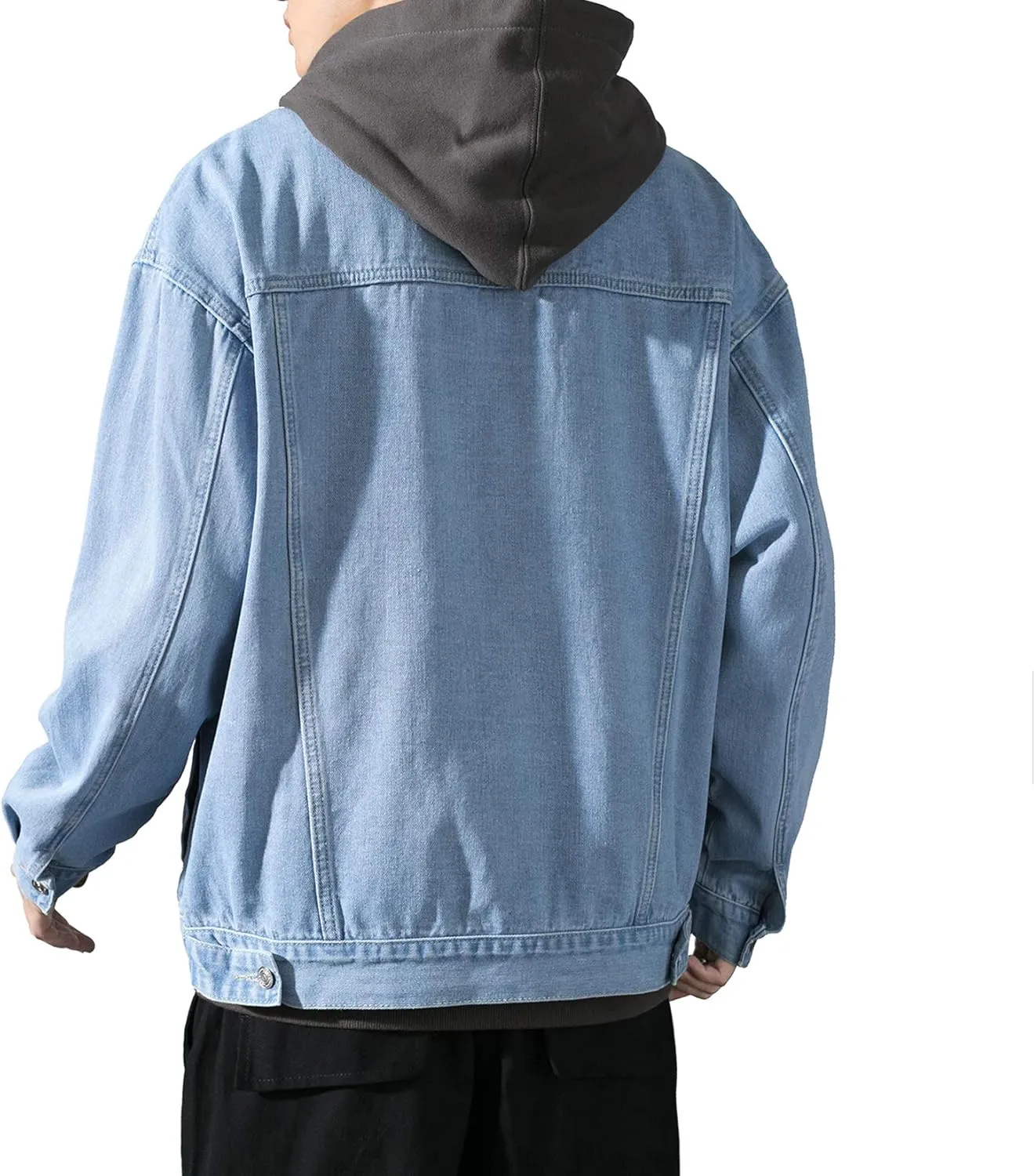 DOSLAVIDA Men's Denim Jacket Classic Trucker Jean Coat Lightweight Casual Wash Distressed Outwear Tops