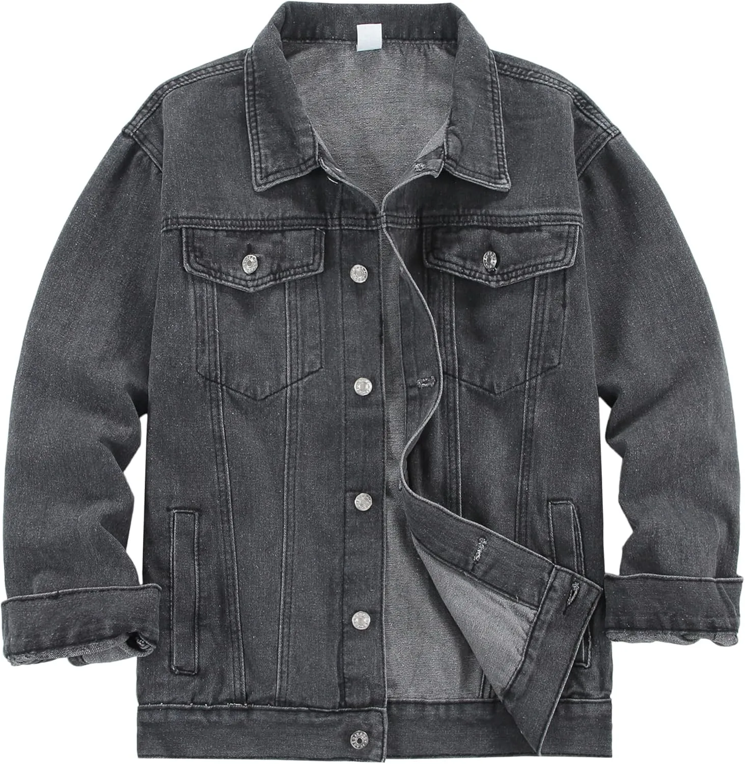 DOSLAVIDA Men's Denim Jacket Classic Trucker Jean Coat Lightweight Casual Wash Distressed Outwear Tops