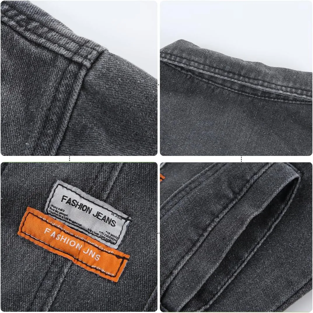 DOSLAVIDA Men's Denim Jacket Classic Trucker Jean Coat Lightweight Casual Wash Distressed Outwear Tops