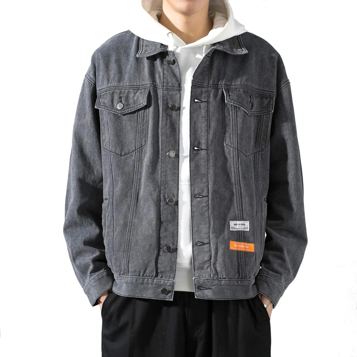 DOSLAVIDA Men's Denim Jacket Classic Trucker Jean Coat Lightweight Casual Wash Distressed Outwear Tops