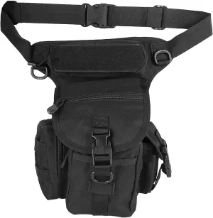 DROP LEG BAG TEAR BREATHABLE FOR OUTDOOR TRAVEL BLACK HIP BAG
