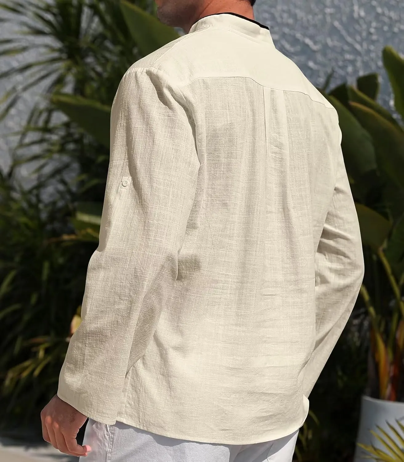 EDITCOZY Men's Cotton Linen Shirt Drawstring Tops Viking Pirate Renaissance Costume Medieval