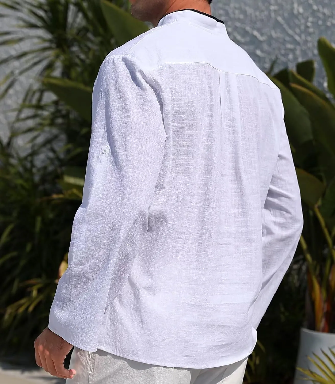 EDITCOZY Men's Cotton Linen Shirt Drawstring Tops Viking Pirate Renaissance Costume Medieval